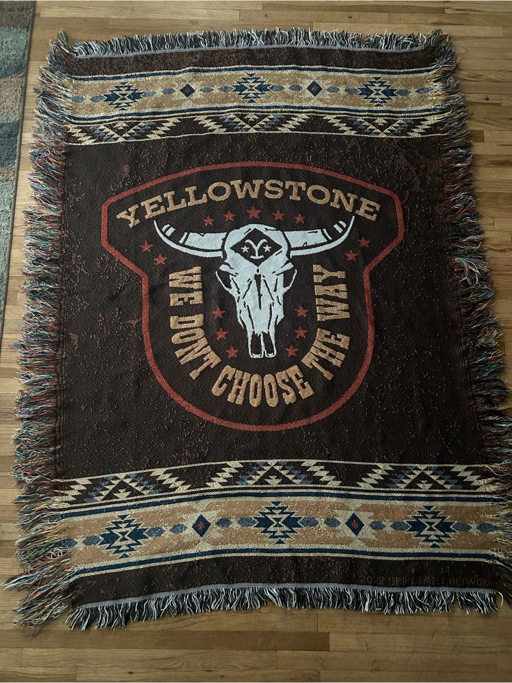 Yellowstone Fringe Tapestry Blanket - We Don't Choose The Way